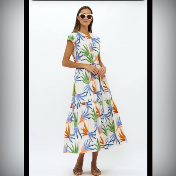 Oliphant Yoke Ruffle Maxi - Amalfi Lime - Picture 1 of 6